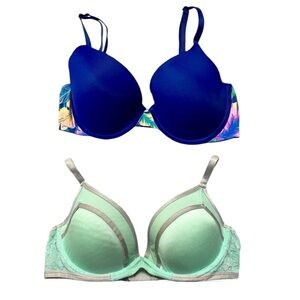 Set of 2 Sz 34D Lightly Lined Bras / PINK Victoria’s Secret & LA SENZA